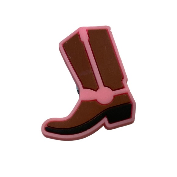 Pink and Brown Boot croc charm western - Picture 1 of 5